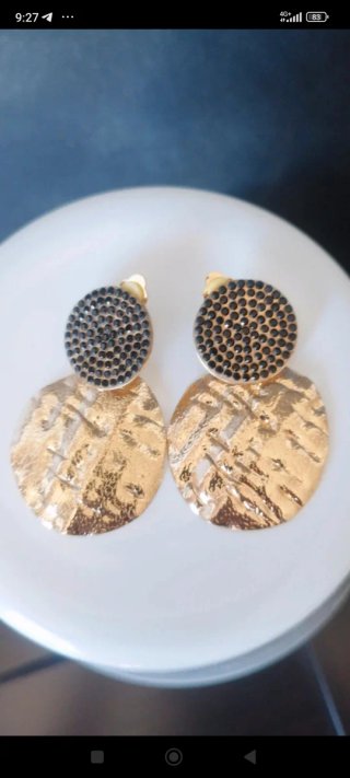 Max Mara Orecchini Clips Acciaio Nero Oro