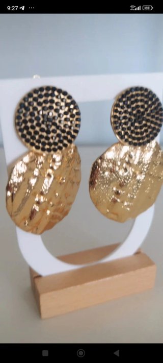 Max Mara Orecchini Clips Acciaio Nero Oro