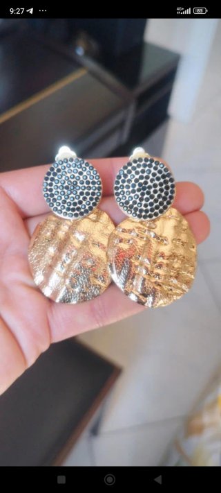 Max Mara Orecchini Clips Acciaio Nero Oro