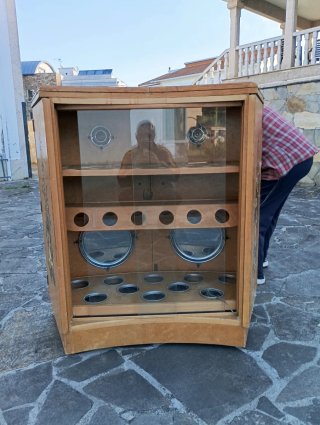 Mueble Bar chino Antiguo Madera y Cristal