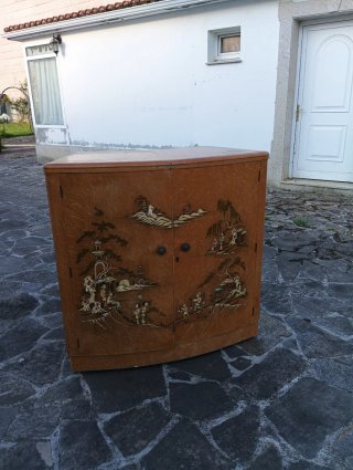 Mueble Bar chino Antiguo Madera y Cristal