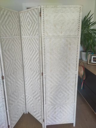 Biombo de yute blanco