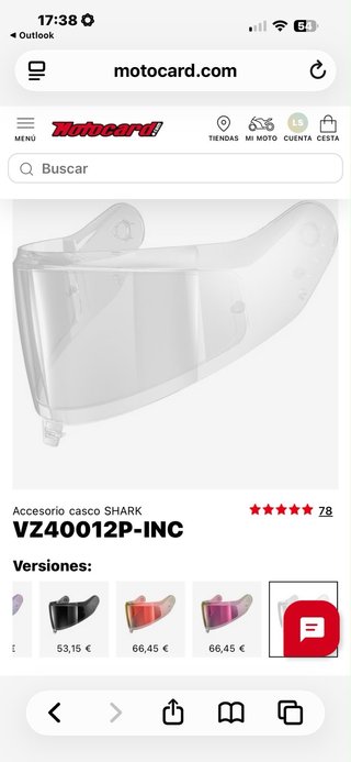 Visera Casco Shark VZ40012P-INC Transparente