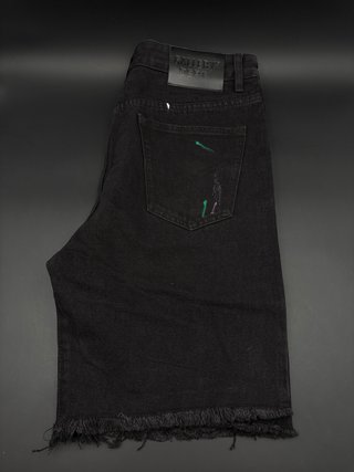 Bermuda uomo nero con schizzi multicolore