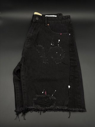 Bermuda uomo nero con schizzi multicolore