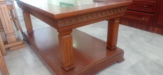 Mesa de centro madera y cristal de madera maciza