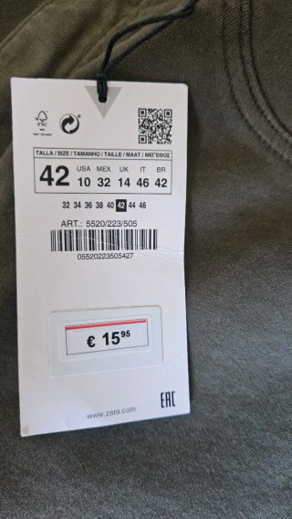 Pantalón vaquero Zara verde militar