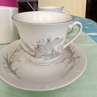 Juego tazas con jarra porcelana