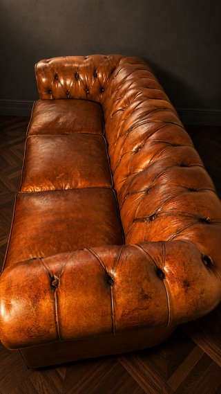 Conjunto Sofá y Butacas Piel Chester vintage