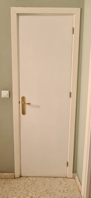 Puerta interior blanca con manilla dorada