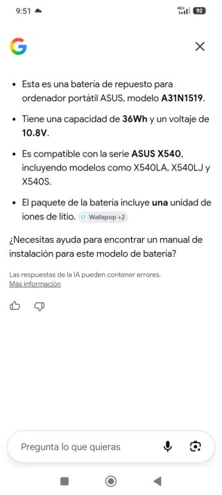 Batería Asus A31N1519 X540