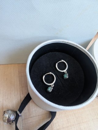 Pendientes aro Tous oso plata y amazonita