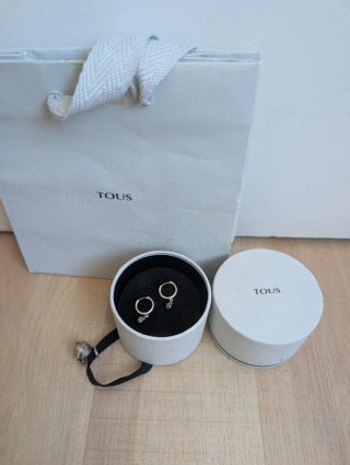 Pendientes aro Tous oso plata y amazonita