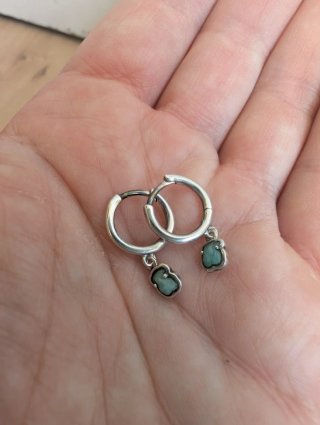 Pendientes aro Tous oso plata y amazonita