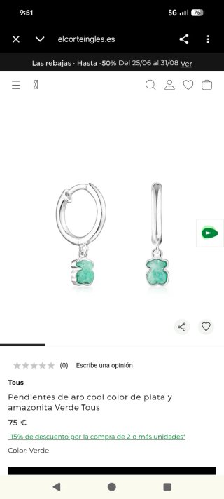 Pendientes aro Tous oso plata y amazonita