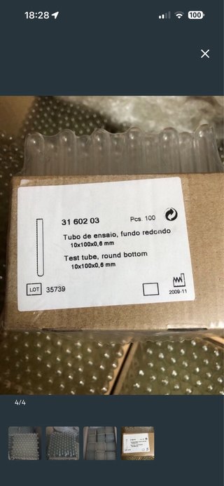 Tubos de ensayo de vidrio 10x100x6mm