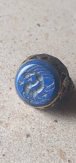 Anello sigillo afghano con drago