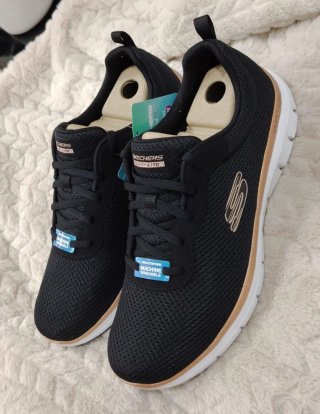 Zapatillas Skechers Flex Appeal Negro/Dorado