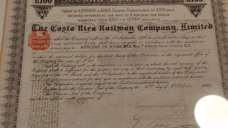 Obbligazione Costa Rica Railway Company 1889