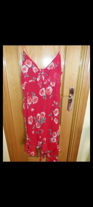 Vestido fiesta floral rojo talla 44