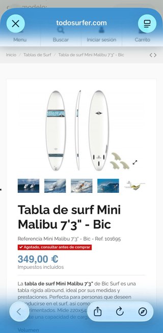 Tabla Surf Mini Malibu 7'3