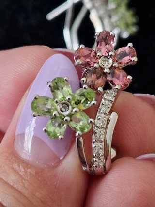 Pendientes Oro Flores Diamantes