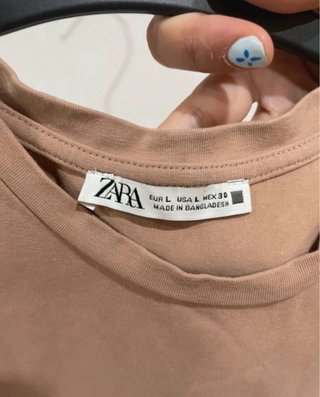 Camiseta Zara tirante ancho corta beige S