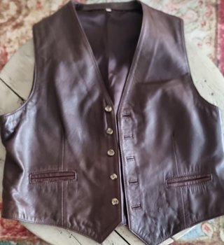 Chaleco de Piel Vintage Marrón