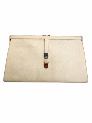 Conjunto Bolso y Guantes Loewe Beige/Blanco Años 6