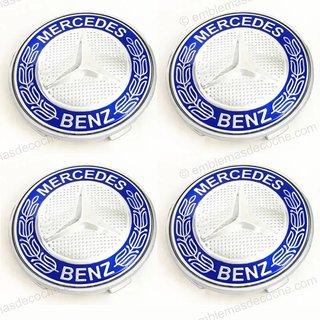 Tapabujes Mercedes 68mm - Azul y Plata (4 uds)