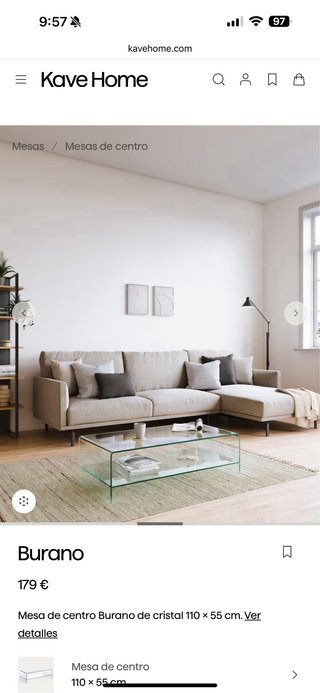 Mesa centro cristal Kave Home Burano