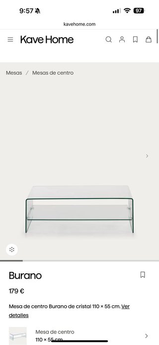 Mesa centro cristal Kave Home Burano