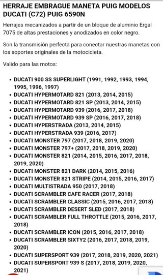 Manetas Puig para Ducati C72 y B21