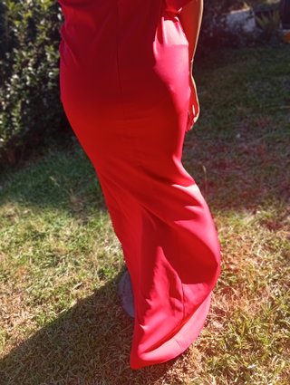 Vestido fiesta- ceremonia  asimétrico cola Talla S