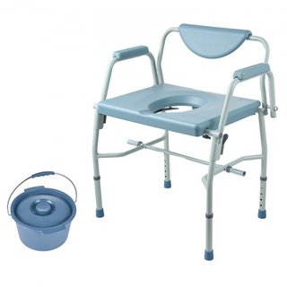 Silla Comoda, Comoda de Cama con Brazos Plegables y Respaldo Desmontable, Altura Ajustable en 5 Niveles, Cubo Removible de 7L, Fácil de Montar, Capacidad de 1000LBS, Inodoro Portátil para Adultos ...