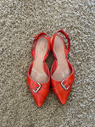 Bailarinas destalonadas naranja con hebilla
