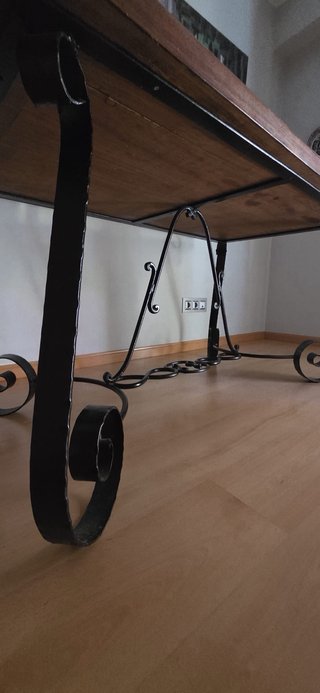 Mesa Rústica Madera Maciza/Hierro Forjado 100 años