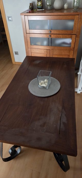 Mesa Rústica Madera Maciza/Hierro Forjado 100 años