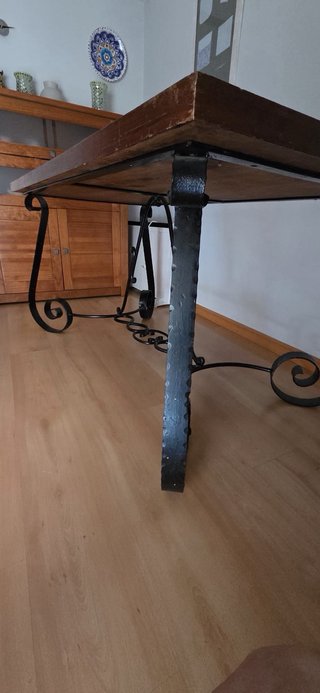 Mesa Rústica Madera Maciza/Hierro Forjado 100 años