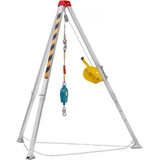 Kit de trípode para espacios confinados, winch de 816.4 kg, trípode para espacios confinados con patas de 2.13 m y cable de 30 m, trípode de rescate para espacios confinados con protección contra ...