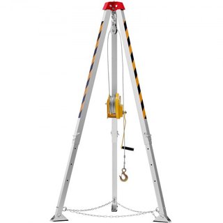 Kit de trípode para espacios confinados, winch de 816.4 kg, trípode para espacios confinados con patas de 2.13 m y cable de 30 m, trípode de rescate para espacios confinados con protección contra ...
