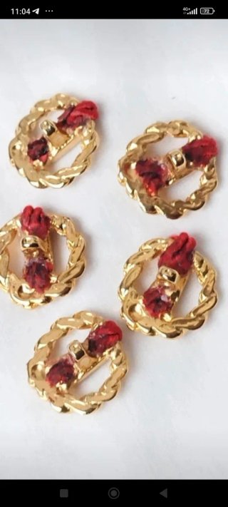 2 bottoni gioiello vintage oro e rosso
