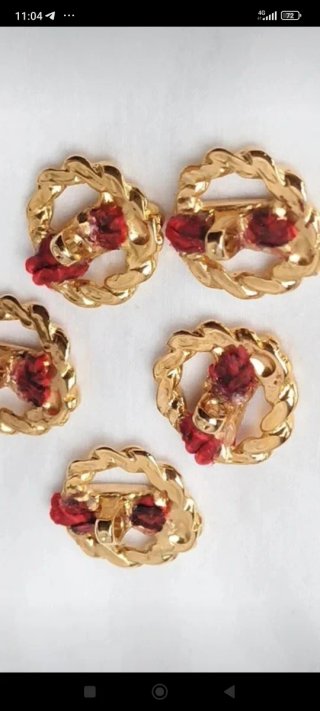 2 bottoni gioiello vintage oro e rosso