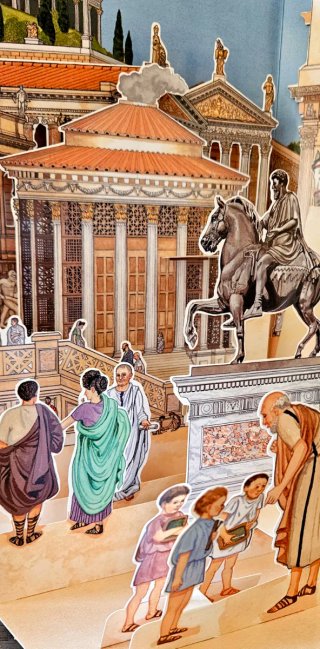 Roma un libro en 3D.