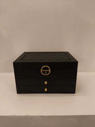 Portagioie grande nero con dettagli oro