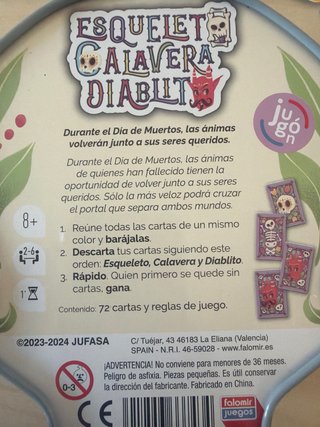 Juego de mesa Esqueleto Calavera Diablito