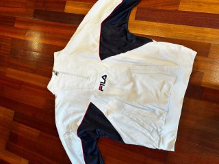 Sudadera Fila Blanca y Azul Media Cremallera