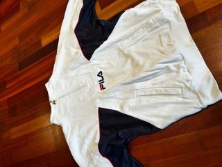 Sudadera Fila Blanca y Azul Media Cremallera