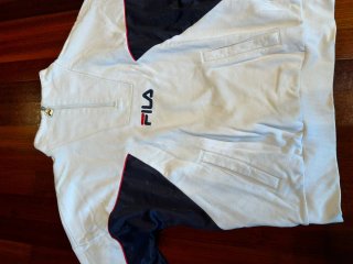 Sudadera Fila Blanca y Azul Media Cremallera
