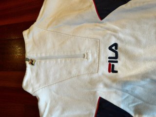 Sudadera Fila Blanca y Azul Media Cremallera